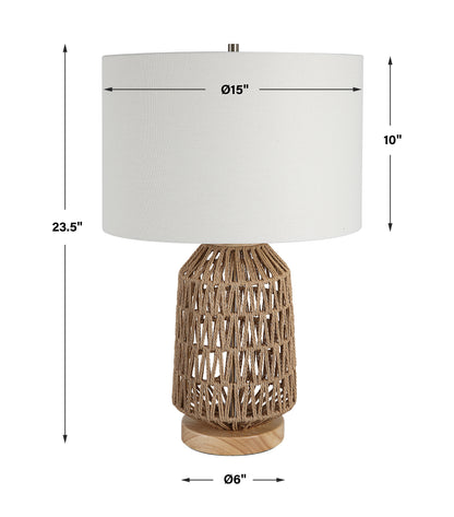 Lily Lifestyle Loosely Woven Natural Shade Of Rope With Oak Wood And Brushed Nickel Accents