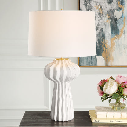 Uttermost Wrenley Ridged White Table Lamp 30258-1