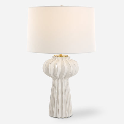 Uttermost Wrenley Ridged White Table Lamp 30258-1