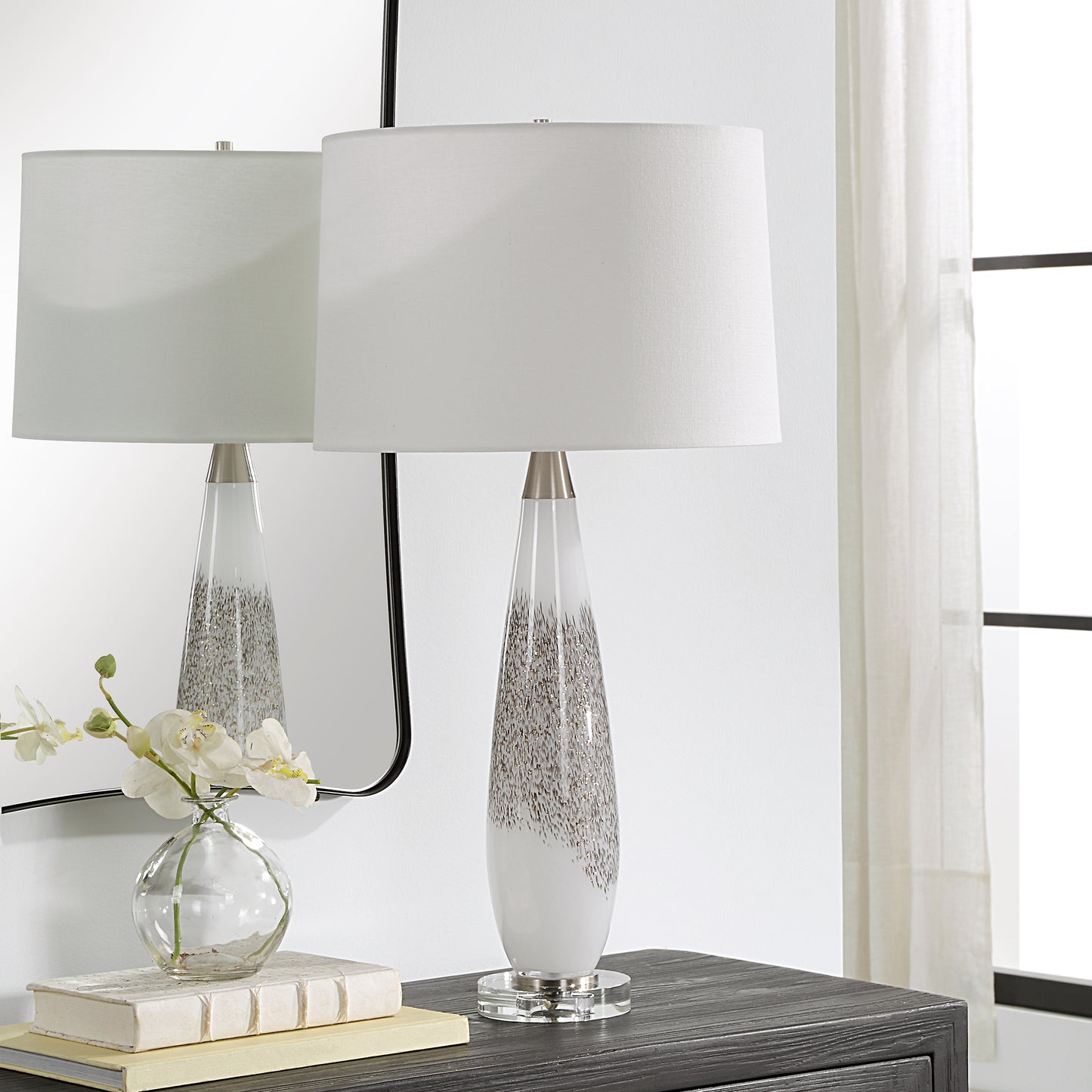 Uttermost Quinn White & Silver Table Lamp 30263