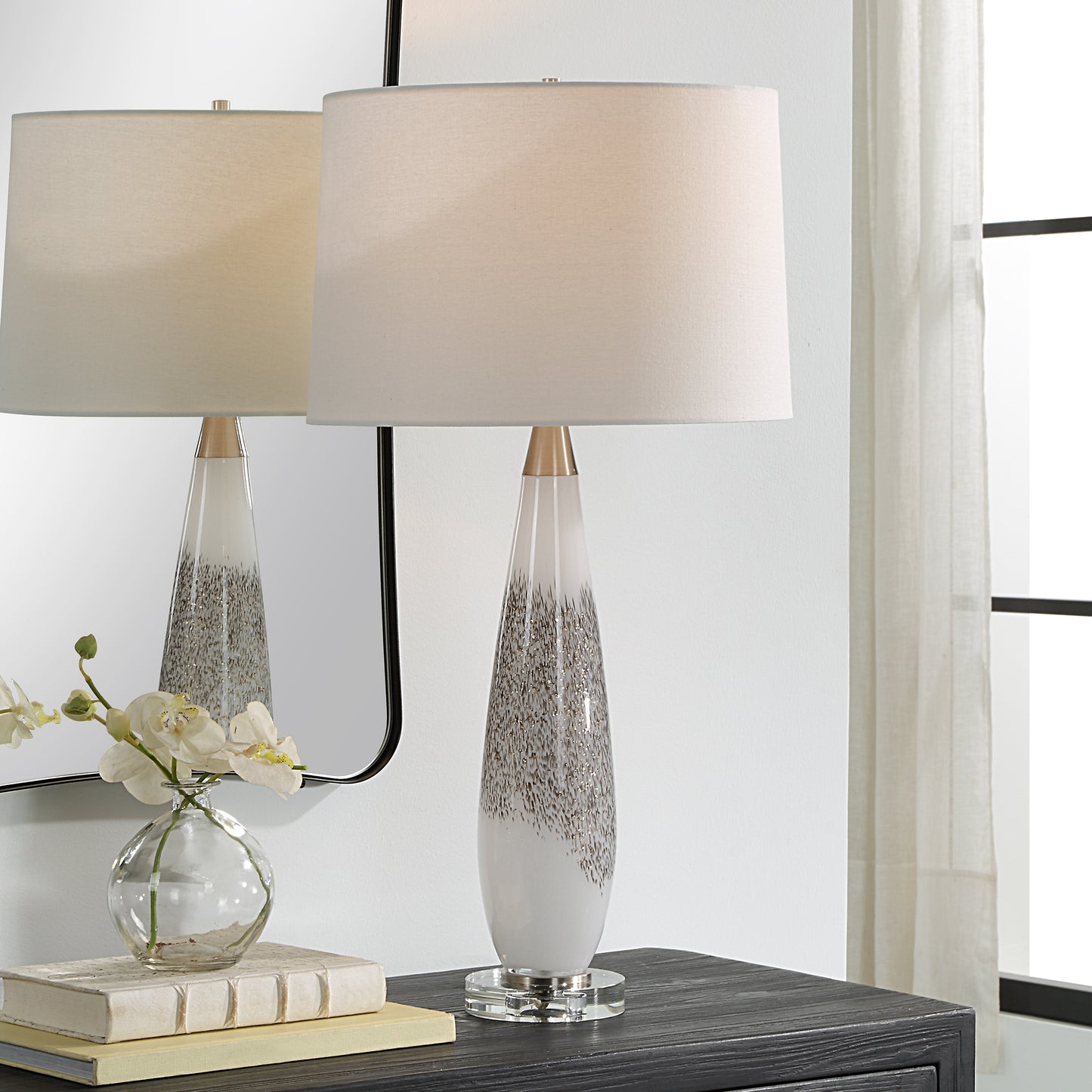 Uttermost Quinn White & Silver Table Lamp 30263