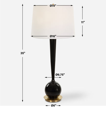 Uttermost Brielle Polished Black Table Lamp 30286