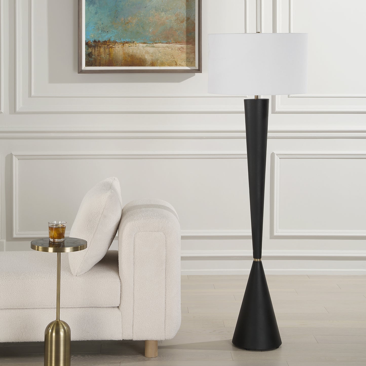 Uttermost Layla Black Tapered Floor Lamp 30351