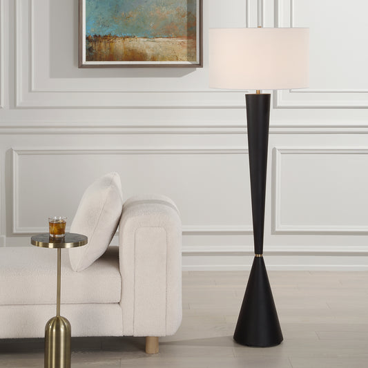 Uttermost Layla Black Tapered Floor Lamp 30351