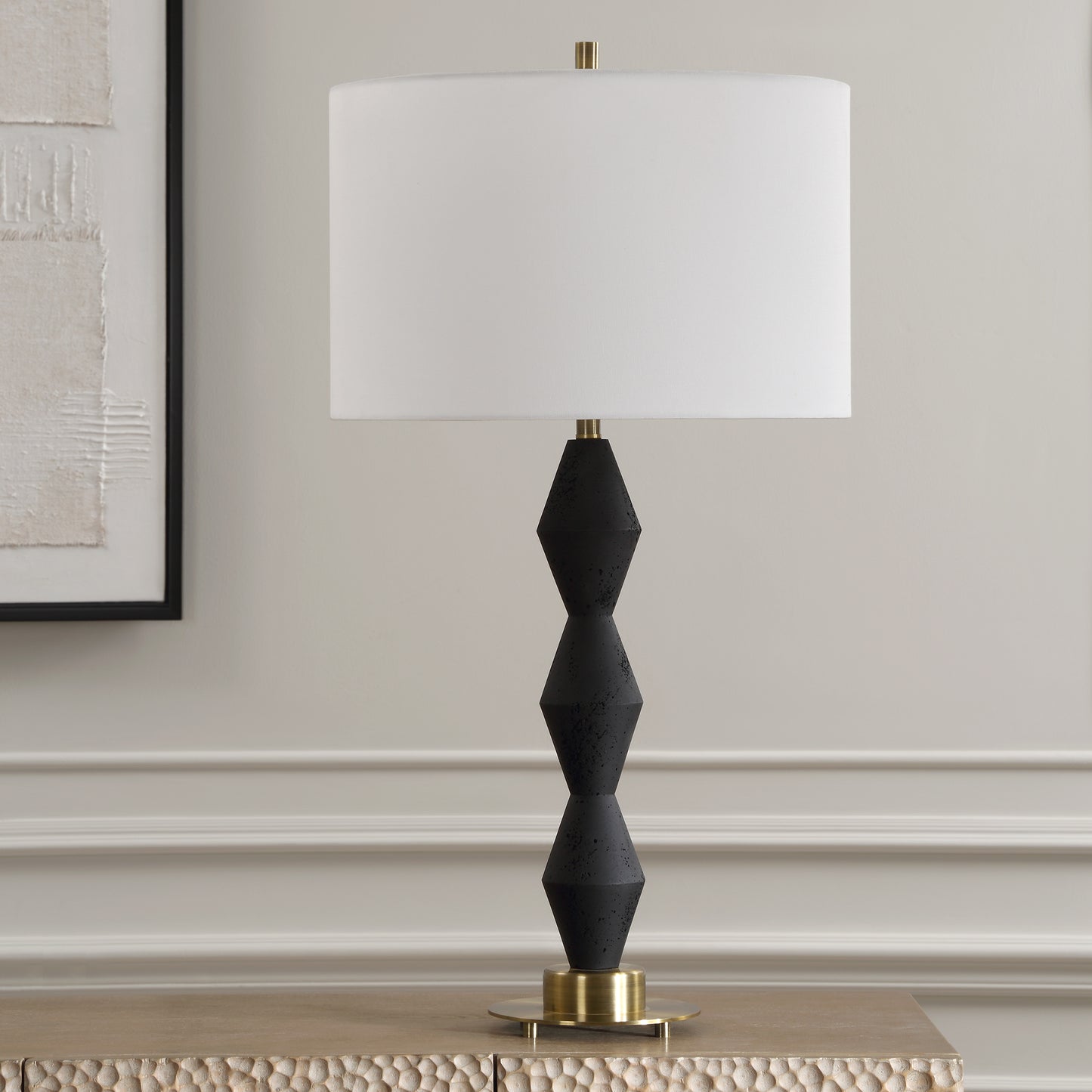 Uttermost Threefold Black Stone Table Lamp 30348-1