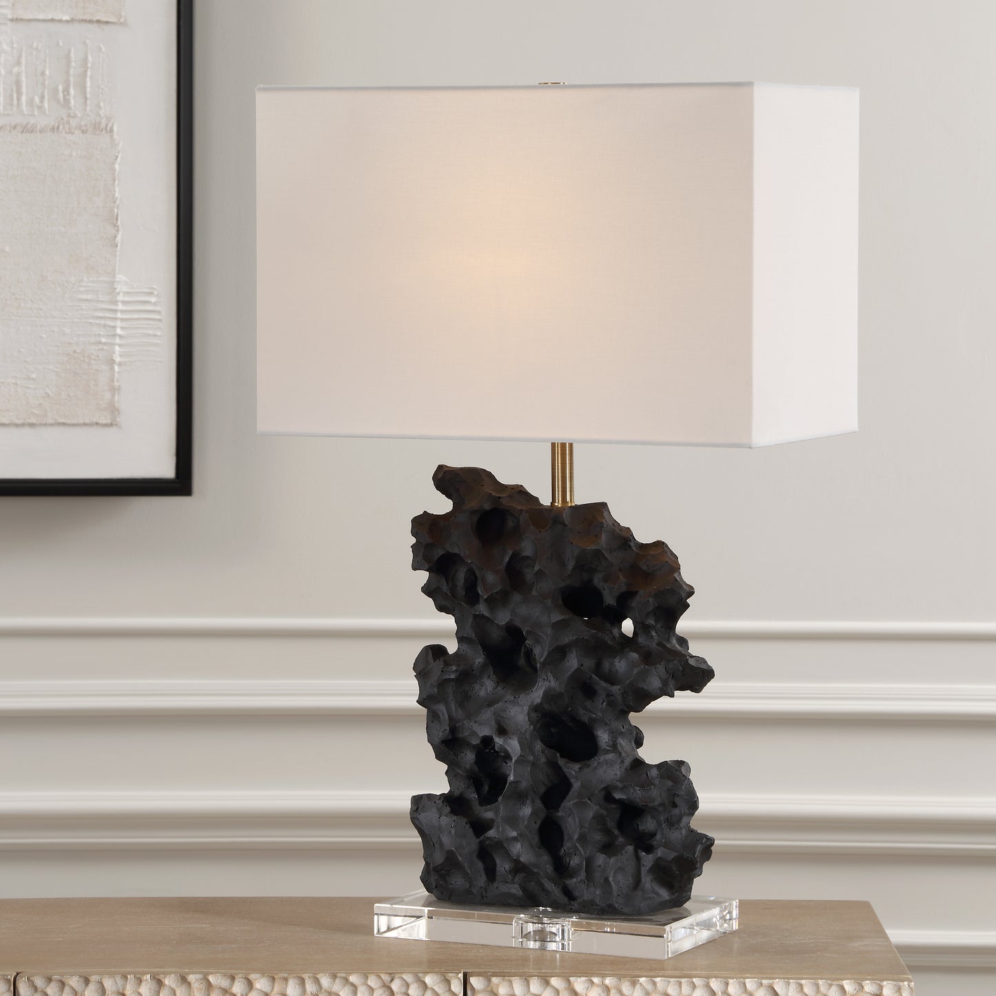 Uttermost Basalt Black Stone Table Lamp 30386-1