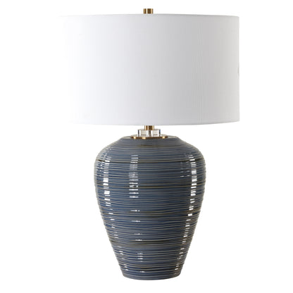 Uttermost Moher Glossy Blue Table Lamp 30359