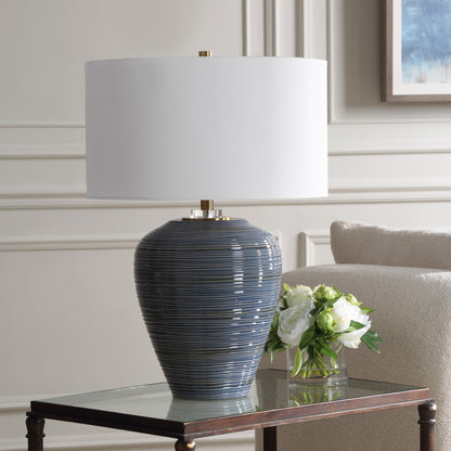 Uttermost Moher Glossy Blue Table Lamp 30359