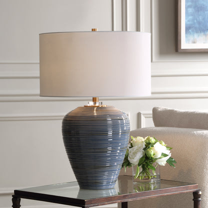 Uttermost Moher Glossy Blue Table Lamp 30359