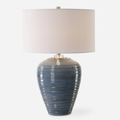 Uttermost Moher Glossy Blue Table Lamp 30359