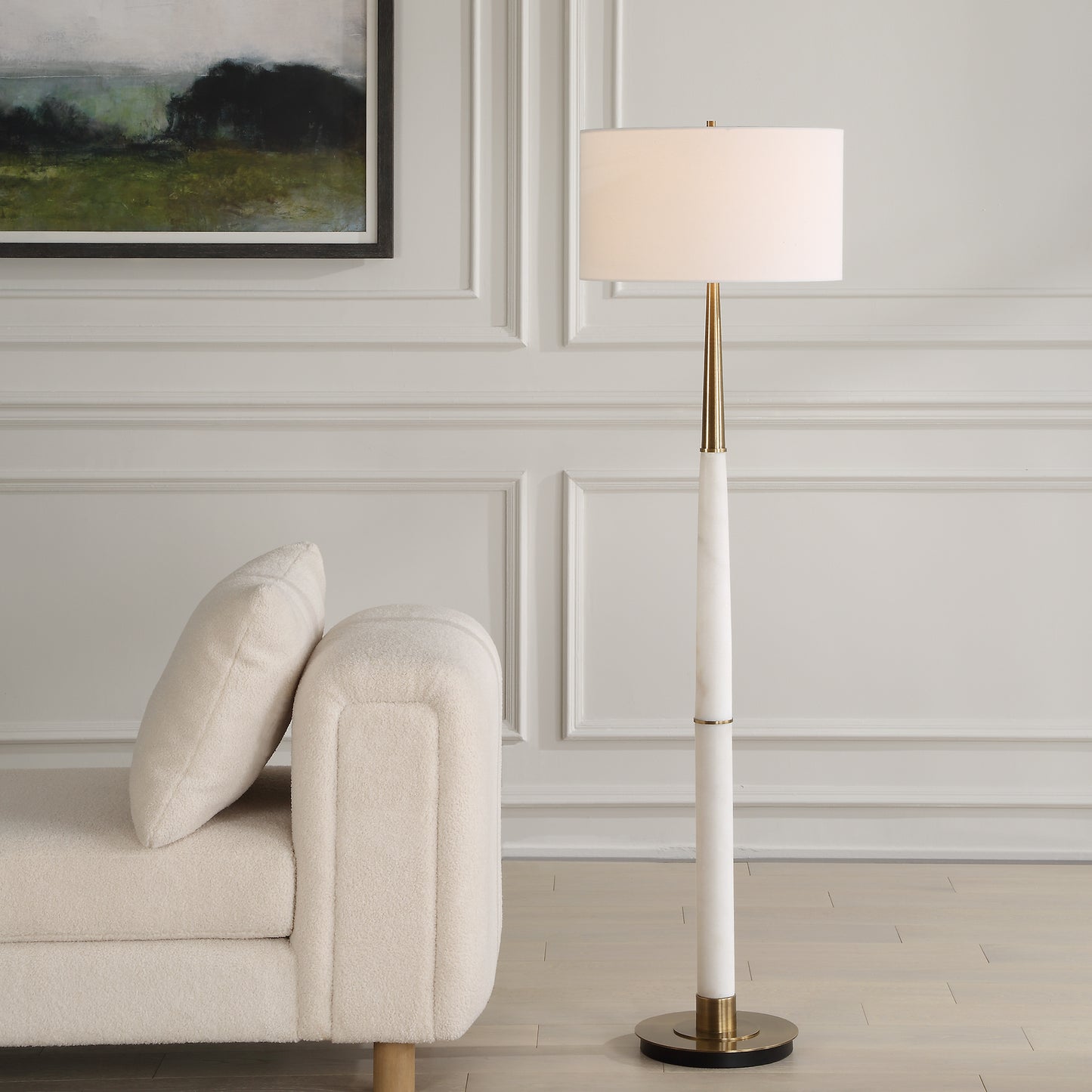 Uttermost Faro White Marble Floor Lamp 30374