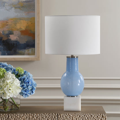 Uttermost Clear Sky Blue Glass Table Lamp 30297-1