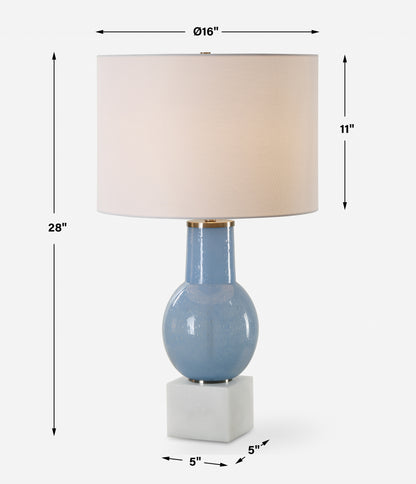 Uttermost Clear Sky Blue Glass Table Lamp 30297-1