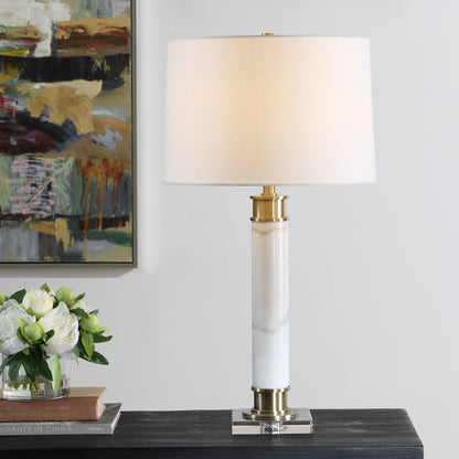 Uttermost Plinth White Marble Table Lamp 30401-1