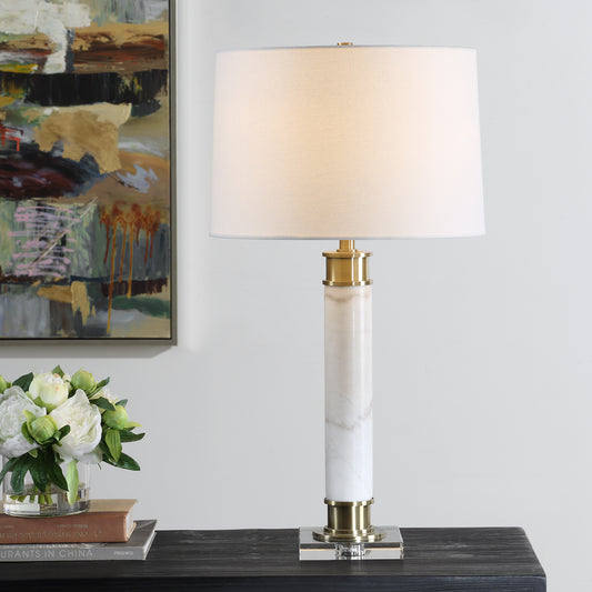 Uttermost Plinth White Marble Table Lamp 30401-1