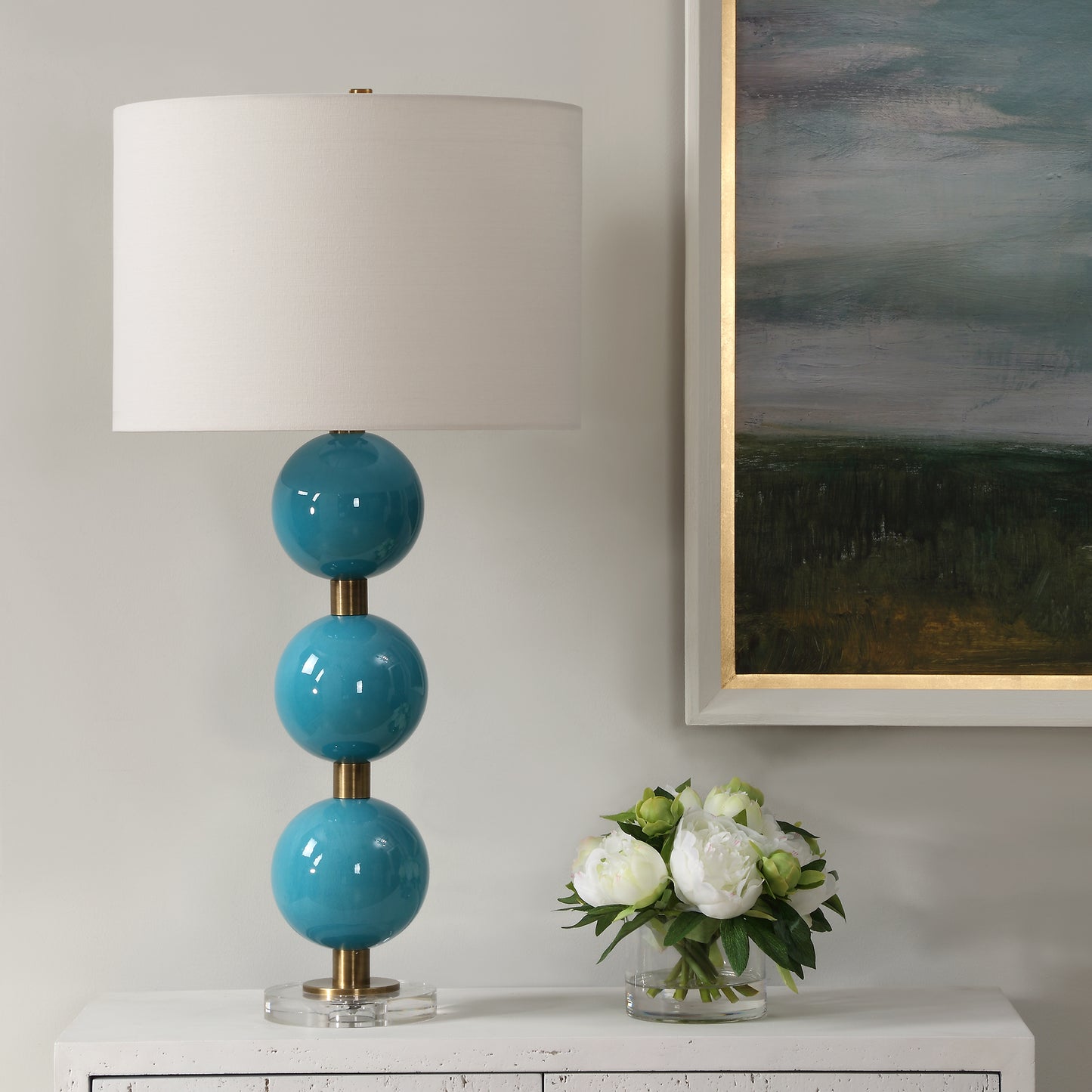 Uttermost Palawan Blue Glaze Table Lamp 30362-1