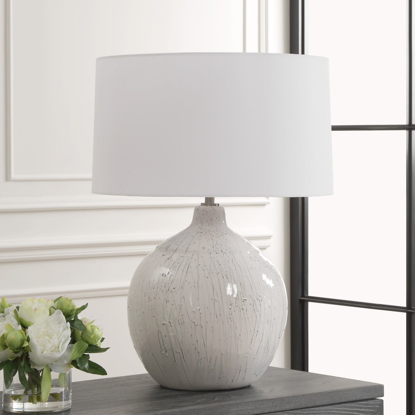 Uttermost Dribble White Glaze Table Lamp 30411