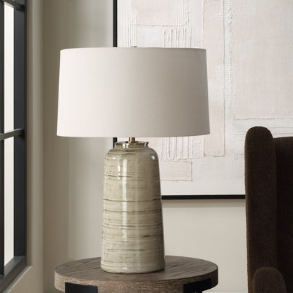 Uttermost Strata Tan Glaze Table Lamp 30412