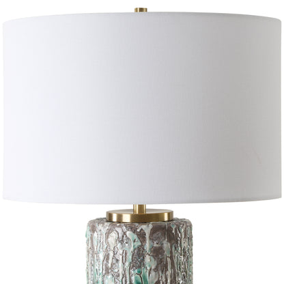 Uttermost Meltdown Ivory Teal Table Lamp 30350