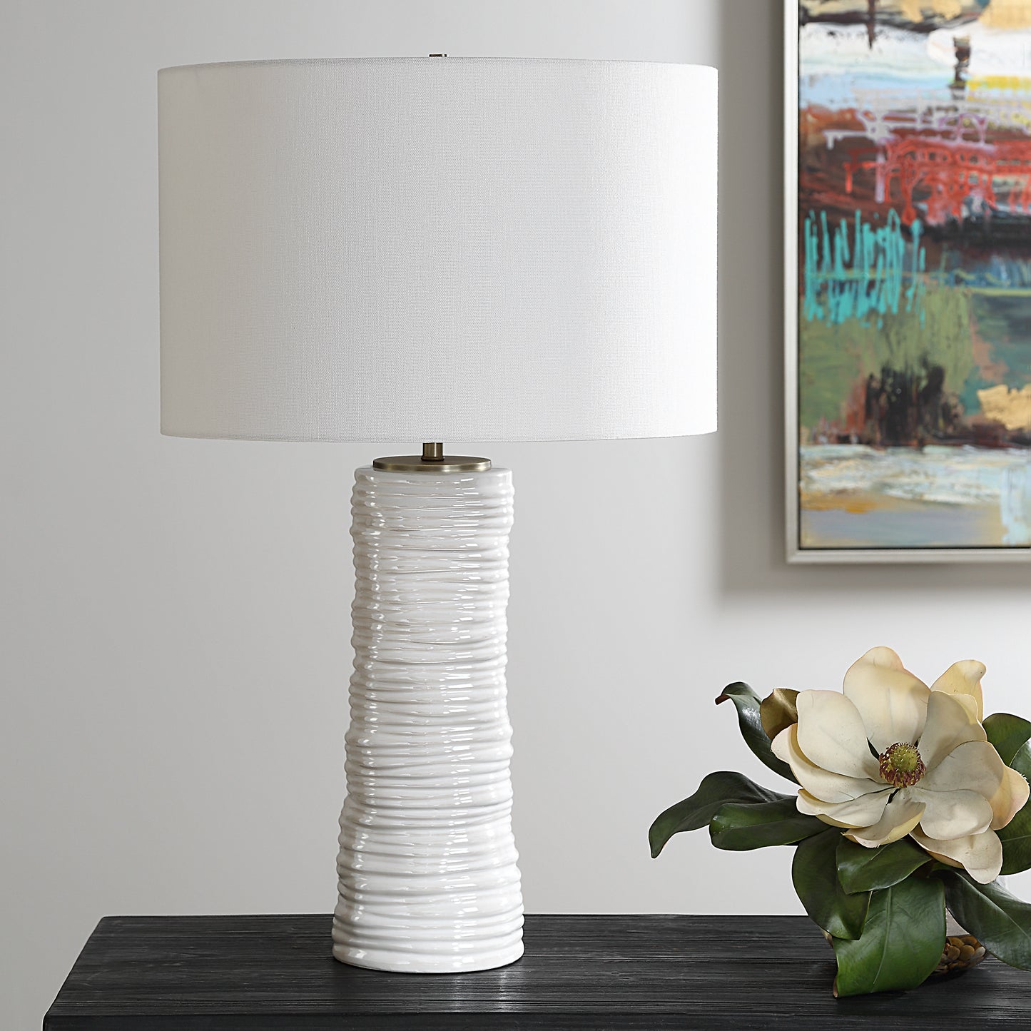 Uttermost Pavlova Glossy White Table Lamp 30388-1