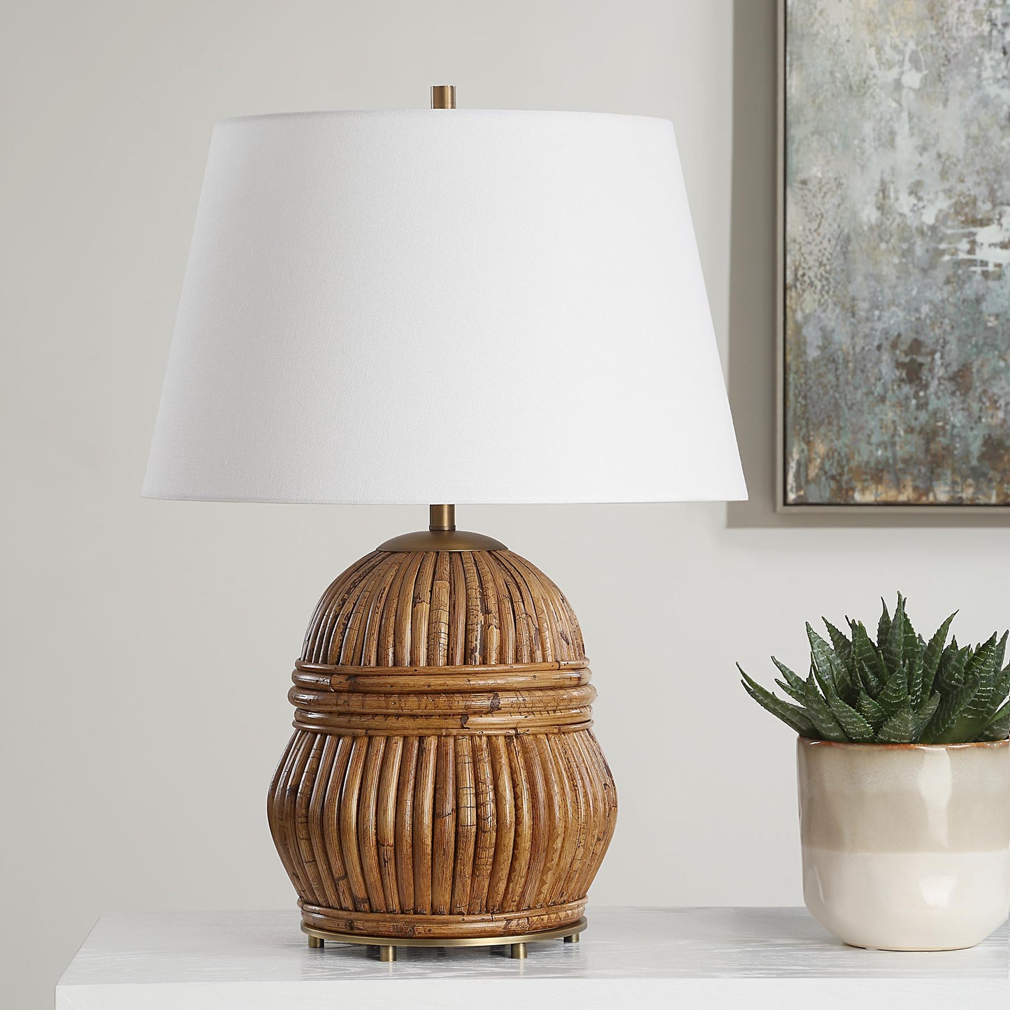 Uttermost Reed Honey Rattan Table Lamp 30429