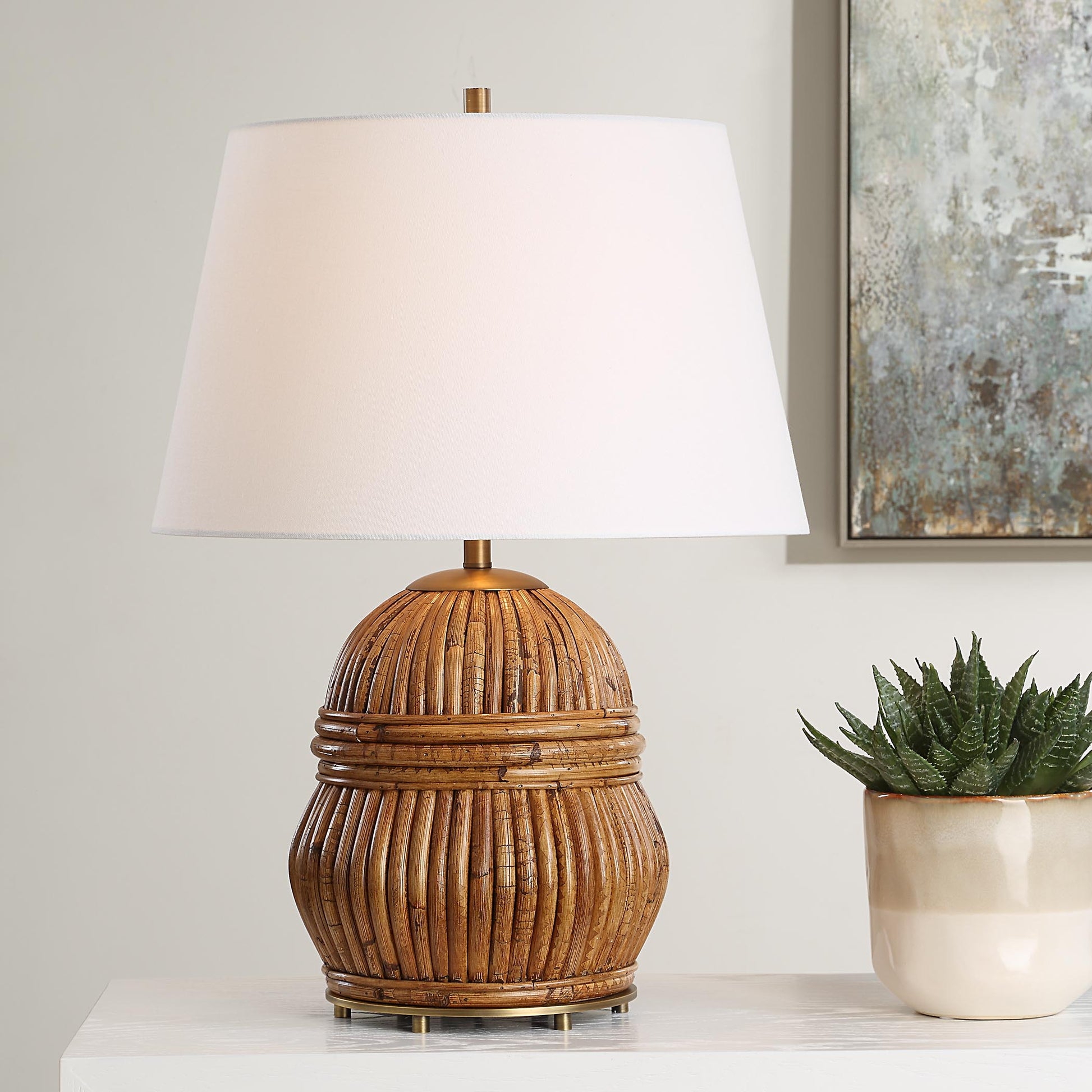 Uttermost Reed Honey Rattan Table Lamp 30429