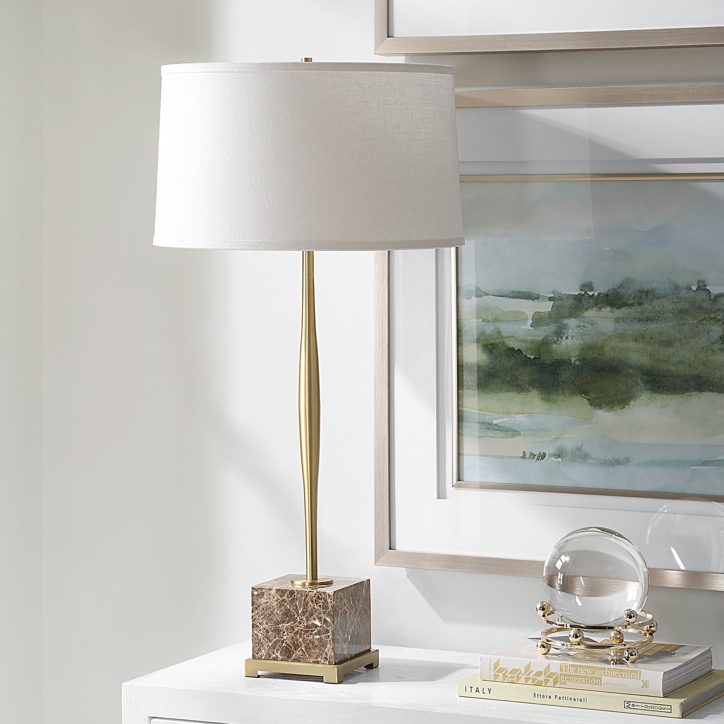 Uttermost Booker Thin Brass Table Lamp 30433