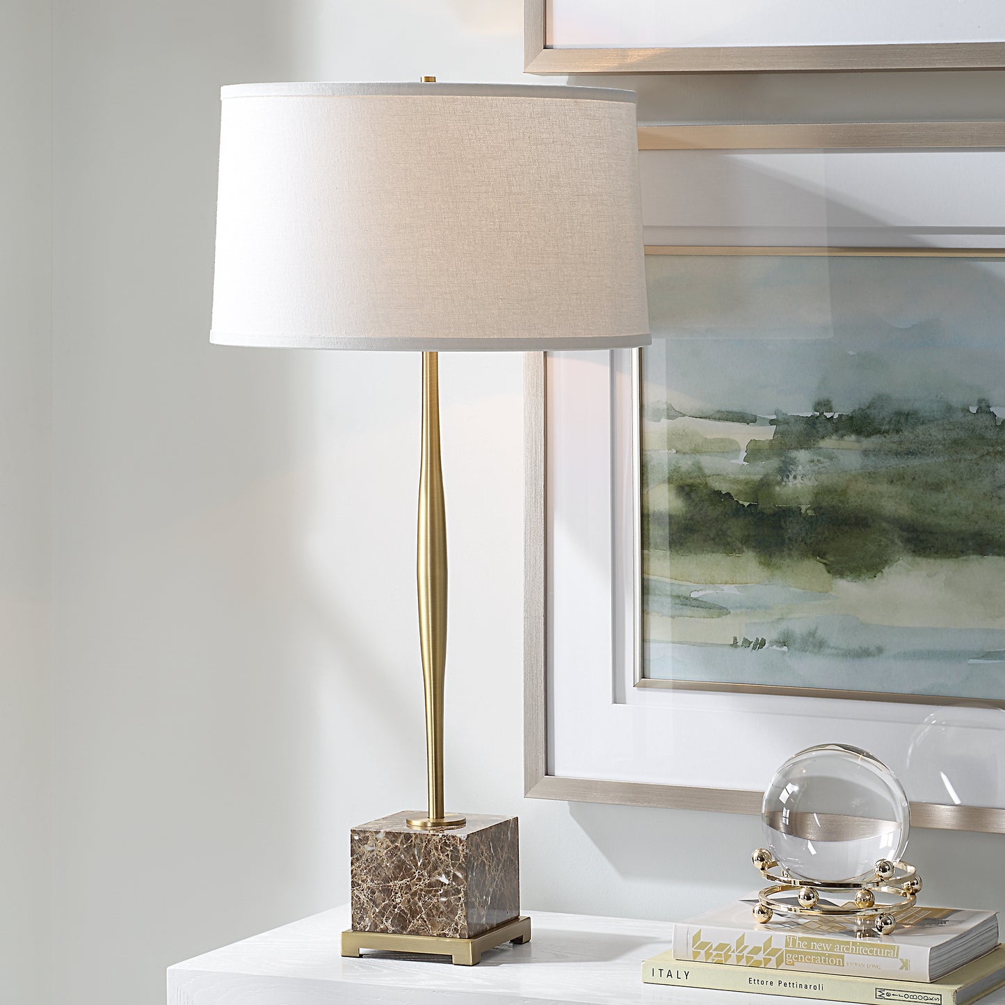 Uttermost Booker Thin Brass Table Lamp 30433