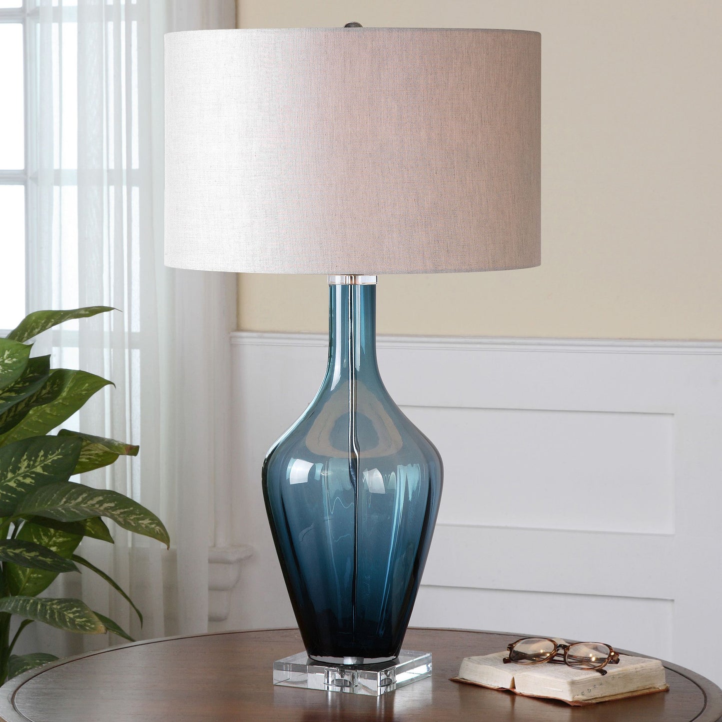 Uttermost Hagano Blue Glass Table Lamp 26191-1