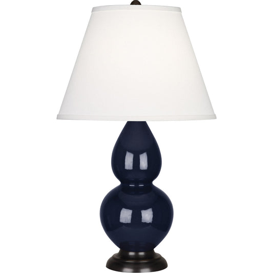 Robert Abbey  Midnight Small Double Gourd Accent Lamp in Midnight Blue Glazed Ceramic with Deep Patina Bronze Finished Accents MB11X