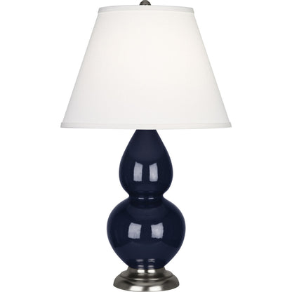 Robert Abbey  Midnight Small Double Gourd Accent Lamp in Midnight Blue Glazed Ceramic with Antique Silver Finished Accents MB12X