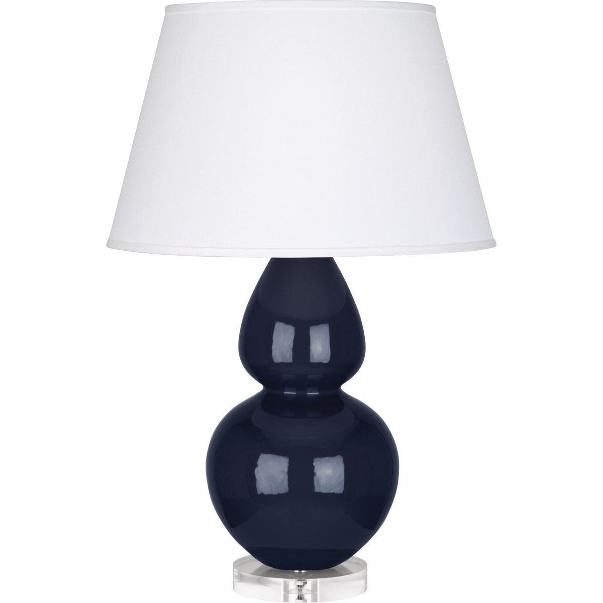 Robert Abbey  Midnight Double Gourd Table Lamp in Midnight Blue Glazed Ceramic with Lucite Base MB23X