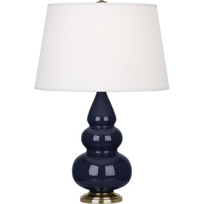 Robert Abbey  Midnight Small Triple Gourd Accent Lamp in Midnight Blue Glazed Ceramic with Antique Brass Finished Accents MB30X