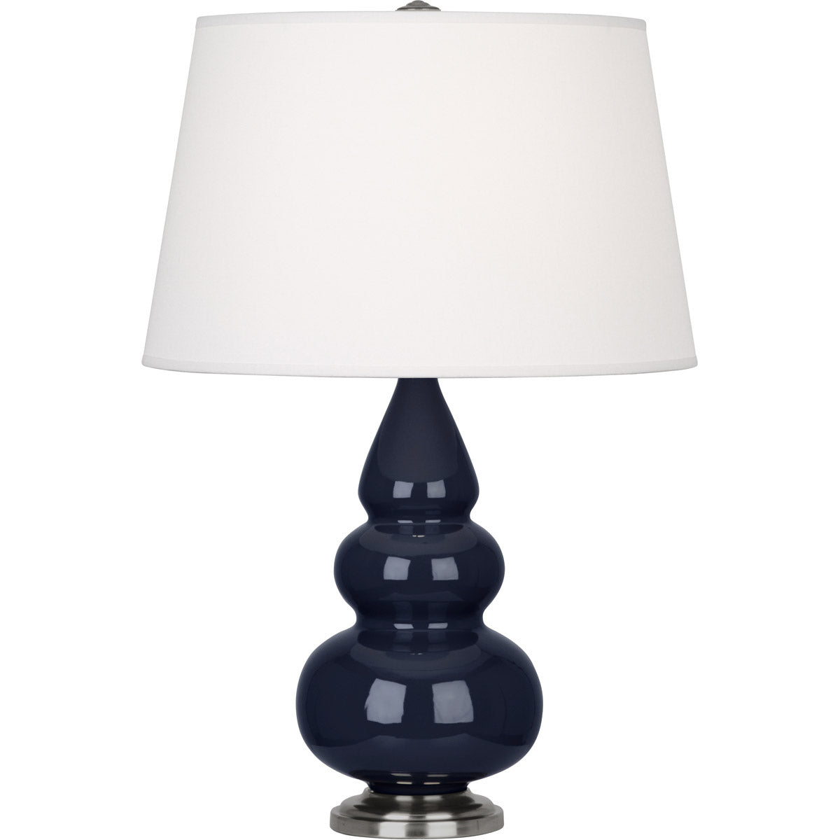 Robert Abbey  Midnight Small Triple Gourd Accent Lamp in Midnight Blue Glazed Ceramic with Antique Silver Finished Accents MB32X