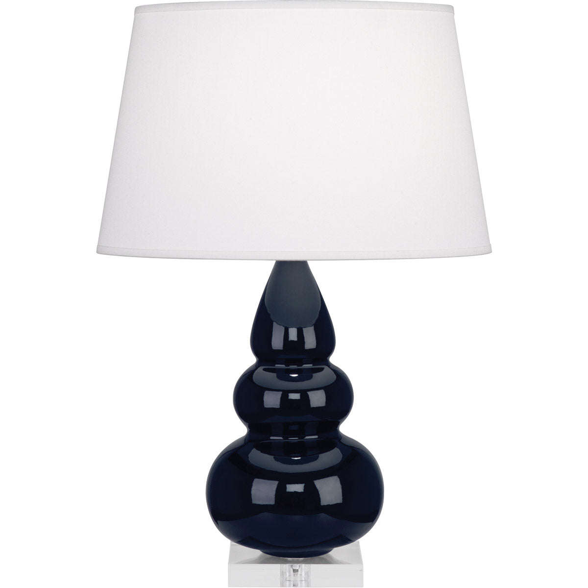 Robert Abbey  Midnight Small Triple Gourd Accent Lamp in Midnight Blue Glazed Ceramic with Lucite Base MB33X