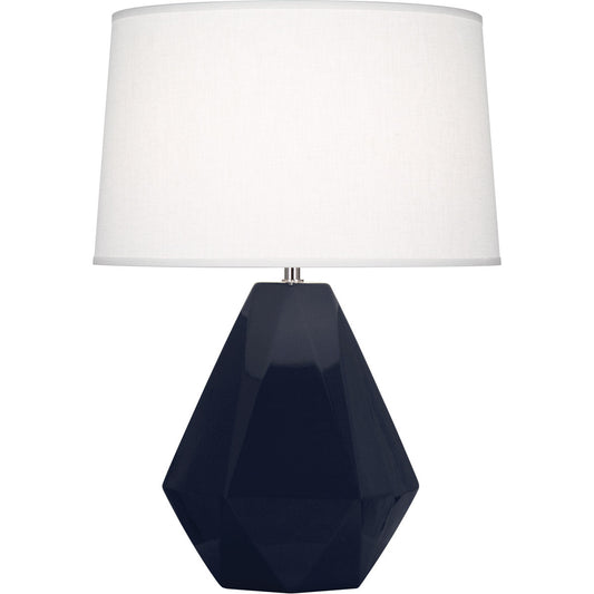 Robert Abbey  Midnight Delta Table Lamp in Midnight Blue Glazed Ceramic MB930