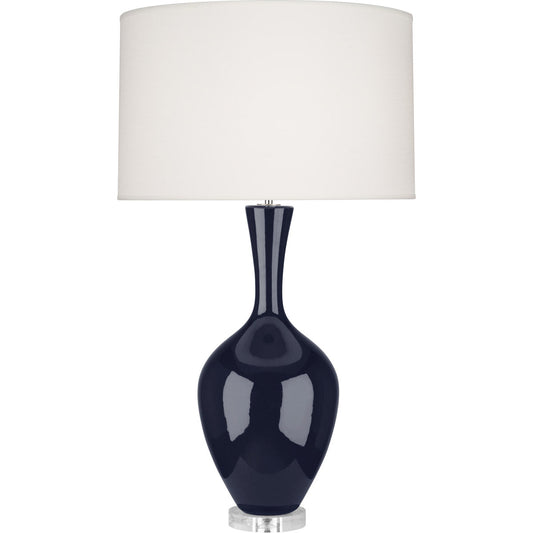 Robert Abbey  Midnight Audrey Table Lamp in Midnight Blue Glazed Ceramic MB980