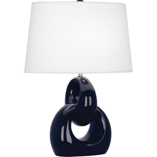 Robert Abbey  Midnight Fusion Table Lamp in Midnight Blue Glazed Ceramic with Polished Nickel Accents MB981