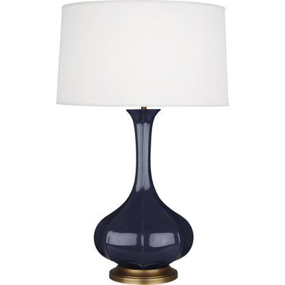 Robert Abbey  Midnight Pike Table Lamp in Midnight Blue Glazed Ceramic with Aged Brass Accents MB994