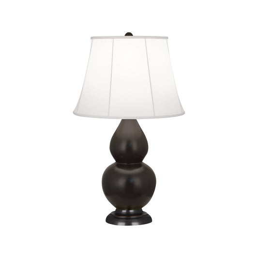 Robert Abbey  Matte Coffee Small Double Gourd Accent Lamp in Matte Coffee Glazed Ceramic with Deep Patina Bronze Finished Accents MCF11