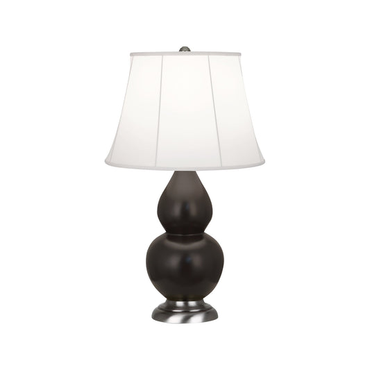 Robert Abbey  Matte Coffee Small Double Gourd Accent Lamp in Matte Coffee Glazed Ceramic with Antique Silver Finished Accents MCF12