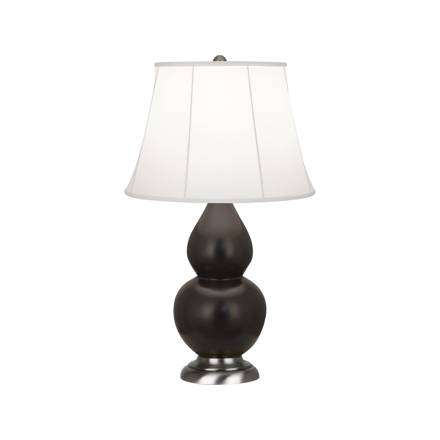 Robert Abbey  Matte Coffee Small Double Gourd Accent Lamp in Matte Coffee Glazed Ceramic with Antique Silver Finished Accents MCF12