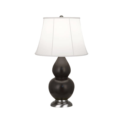 Robert Abbey  Matte Coffee Small Double Gourd Accent Lamp in Matte Coffee Glazed Ceramic with Antique Silver Finished Accents MCF12