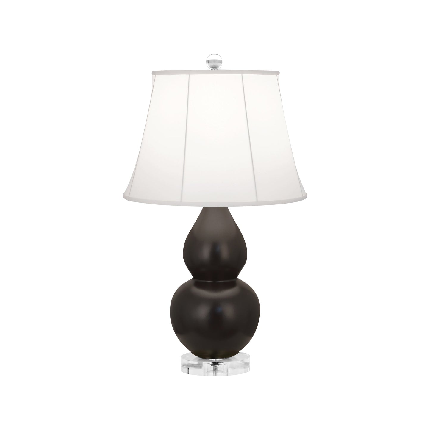 Robert Abbey  Matte Coffee Small Double Gourd Accent Lamp in Matte Coffee Glazed Ceramic with Lucite Base MCF13