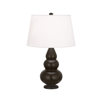 Robert Abbey  Matte Coffee Small Triple Gourd Accent Lamp in Matte Coffee Glazed Ceramic with Deep Patina Bronze Finished Accents MCF31