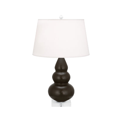 Robert Abbey  Matte Coffee Small Triple Gourd Accent Lamp in Matte Coffee Glazed Ceramic with Lucite Base MCF33