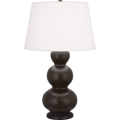 Robert Abbey  Matte Coffee Triple Gourd Table Lamp in MatteCoffee Glazed Ceramic with Deep Patina Bronze Finished Accents MCF41