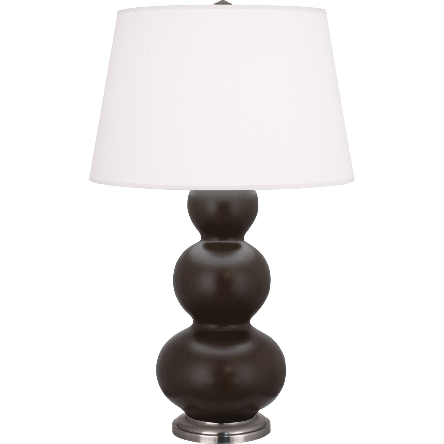 Robert Abbey  Matte Coffee Triple Gourd Table Lamp in Matte Coffee Glazed Ceramic with Antique Silver Finished Accents MCF42