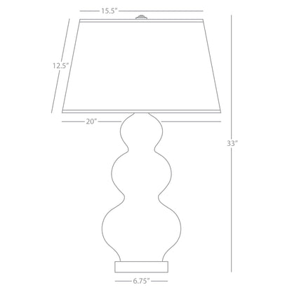 Robert Abbey  Matte Coffee Triple Gourd Table Lamp in Matte Coffee Glazed Ceramic with Lucite Base MCF43