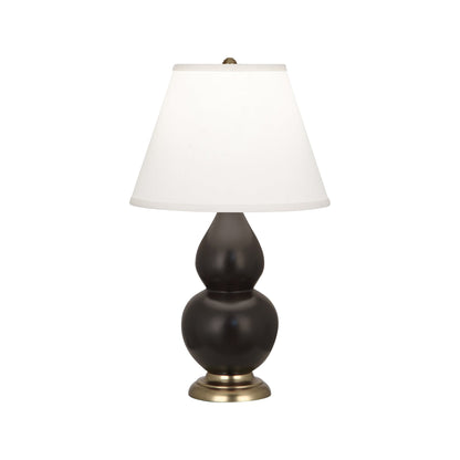 Robert Abbey  Matte Coffee Small Double Gourd Accent Lamp in Matte Coffee Glazed Ceramic with Antique Brass Finished Accents MCF50